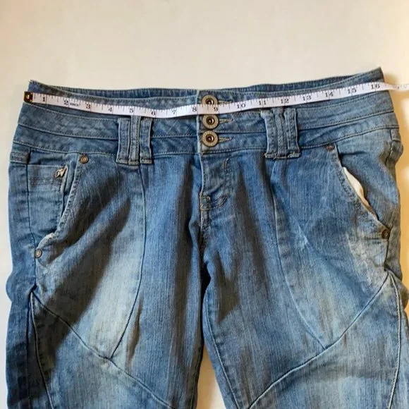 Zara TRF vintage women’s Y2K distressed 4 button zip fly patchwork jeans size 10 - Picture 13 of 16